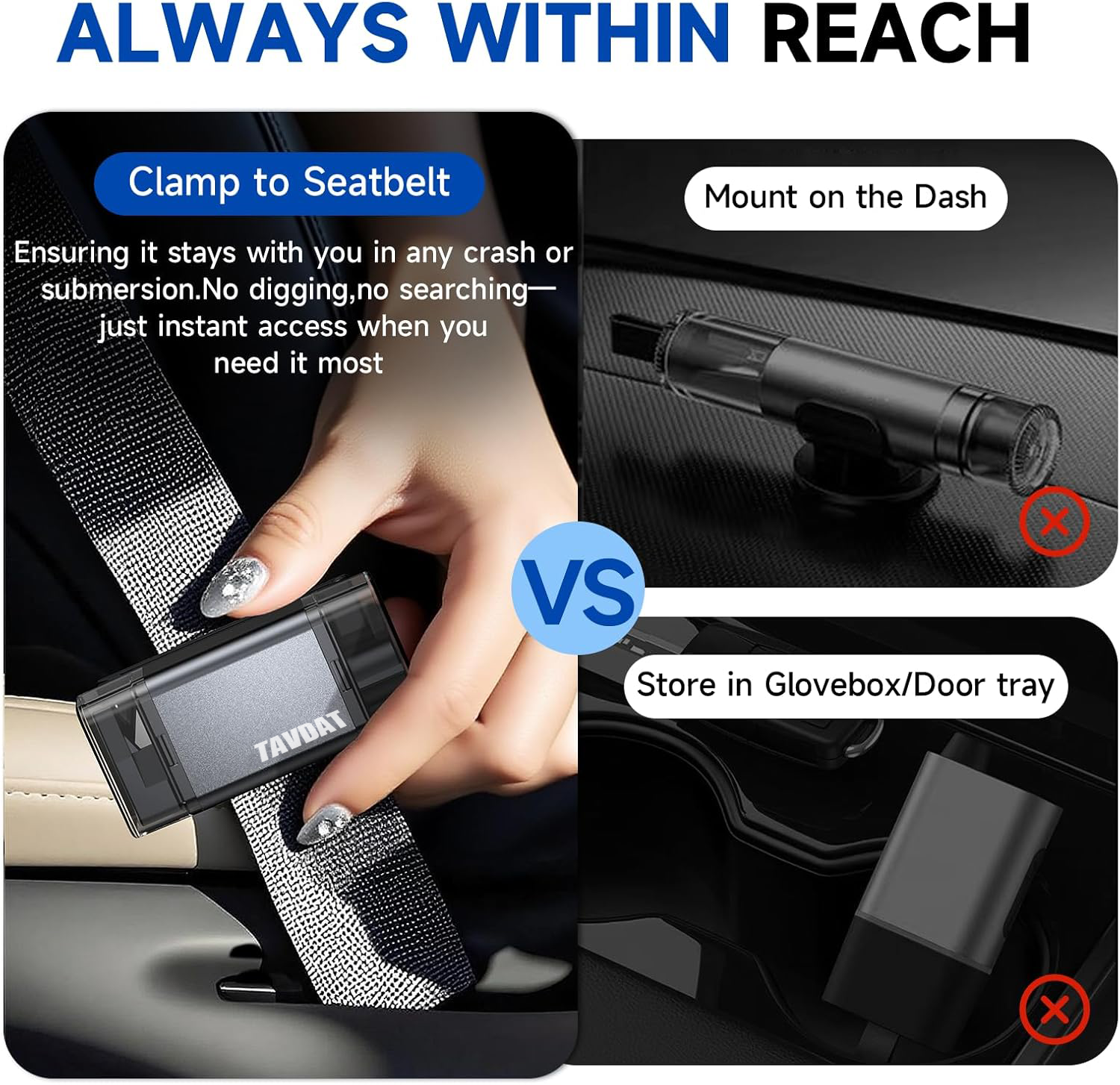 Tavdat™ 2-in-1 Car Safety Tool – Window Breaker & Seatbelt Cutter, Red 2‑Pack