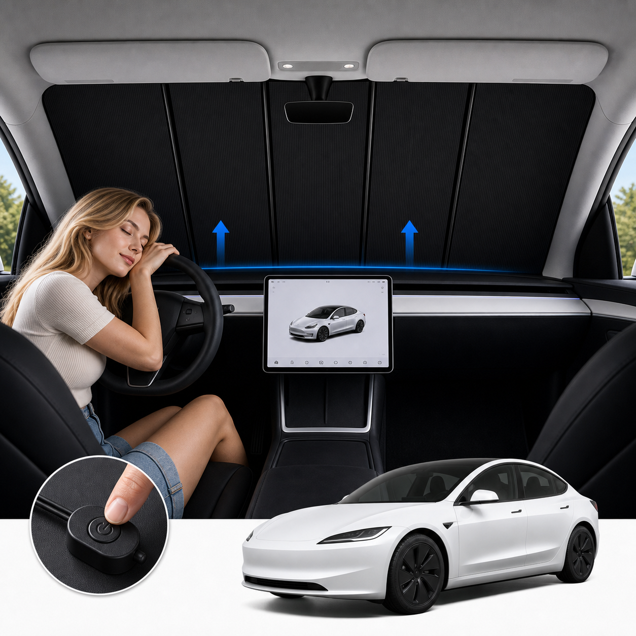 Tesla Model 3 Motorized Windshield Sunshade TAVDAT™