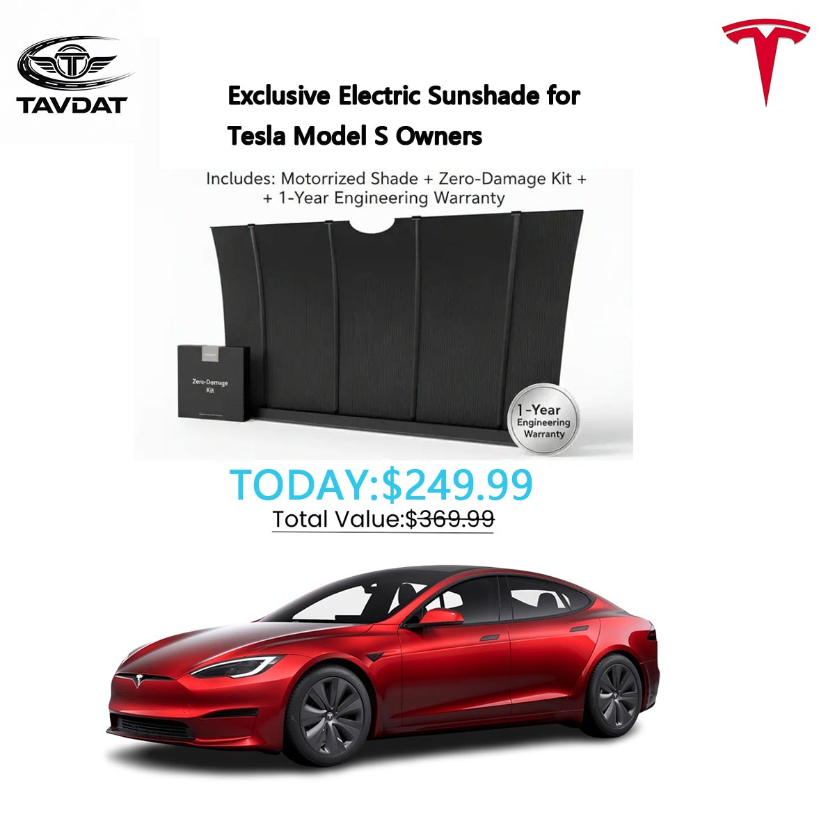 Model S Motorized Windshield Sunshade TAVDAT™