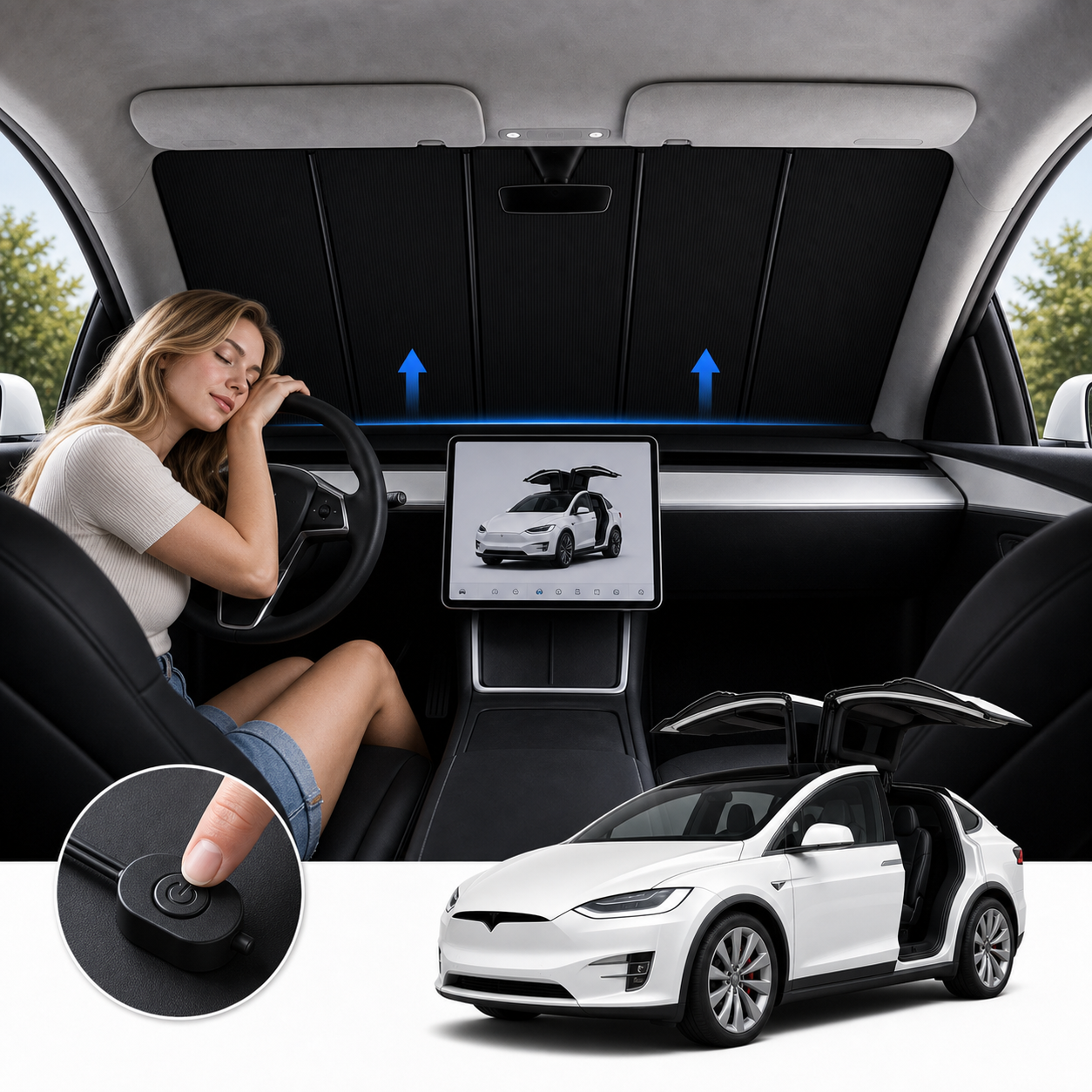 Tesla Model X Motorized Windshield Sunshade TAVDAT™